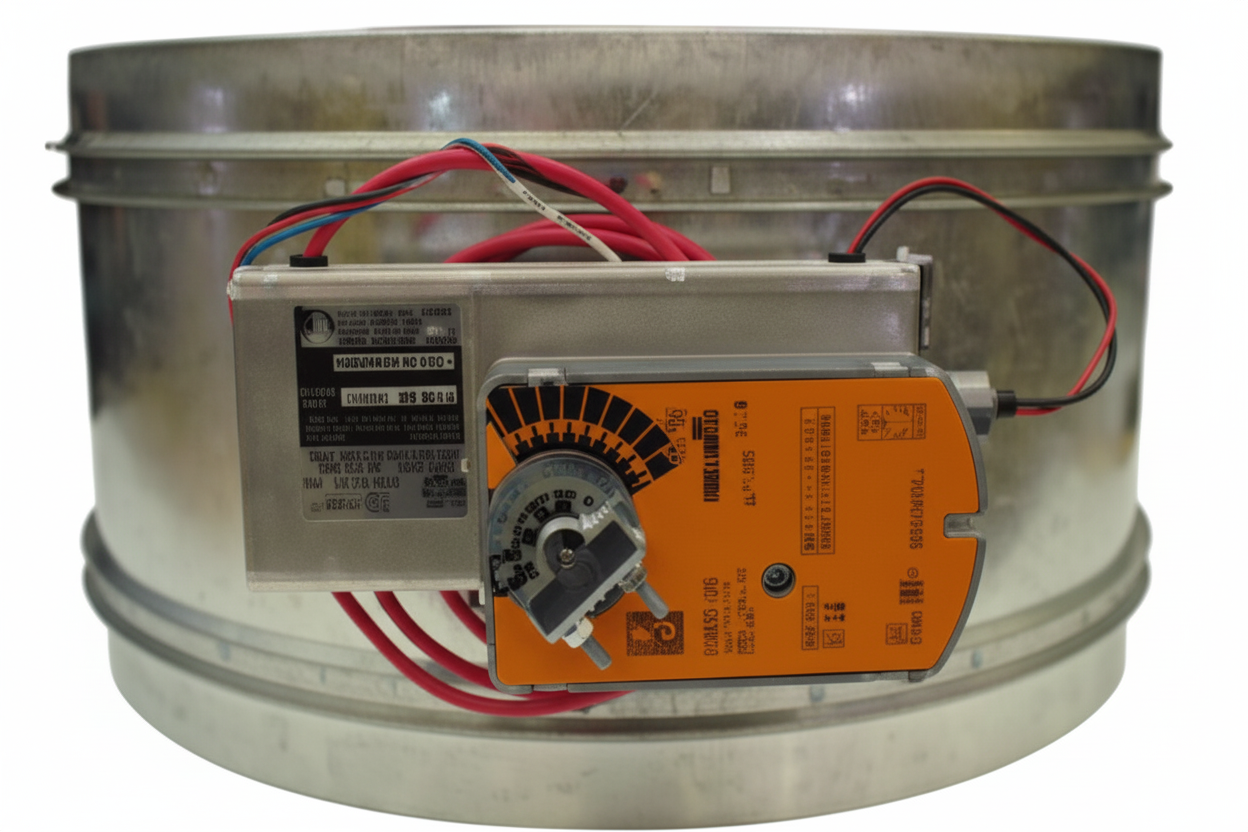 HAC Inline Damper with Belimo FSLF24 US — UL 555S Listed Fire & Smoke Actuator, 24 Vac, 6"–20"