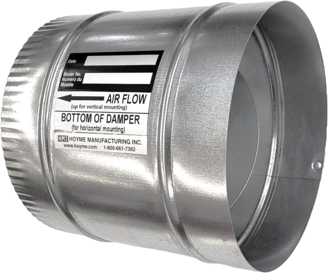 BDD Back Draft Damper — Spring Return, Any Orientation, Inline or Butterfly, 4"–24"