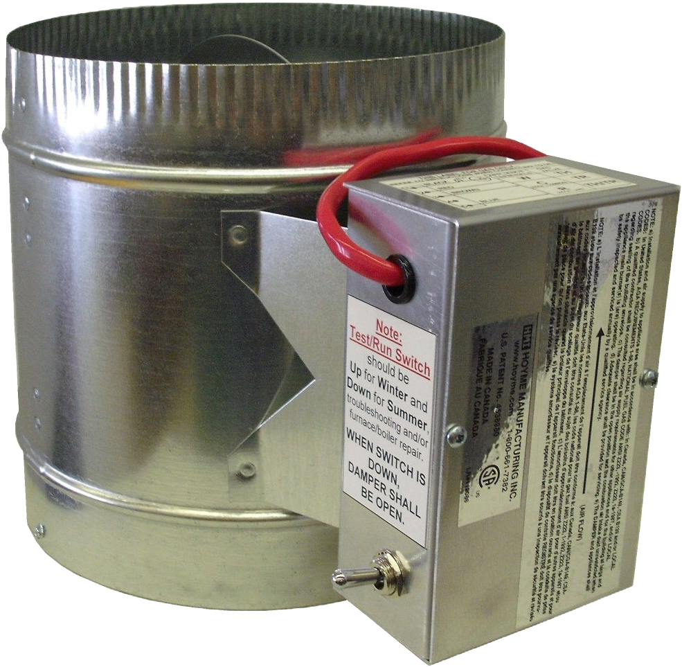 HAC-F Motorized Flue Damper — CSA Certified, Power Close / Spring Open, 4"–9", Relay and End Switch Included