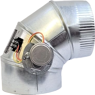 HAC-E Motorized Elbow Damper — CSA Certified, 24 Vac, 5"–9", Control Built Into the Elbow