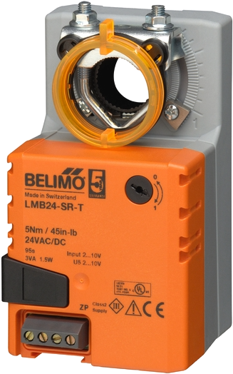 HAC Inline Damper with Belimo LMB24-SR-T — Modulating, 2–10 VDC, 24 Vac/dc, 6"–20", Holds Last Position