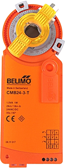 HAC Inline Damper with Belimo CMB24-3-T — Floating Point, 3-Wire, 24 Vac/dc, 6"–20"