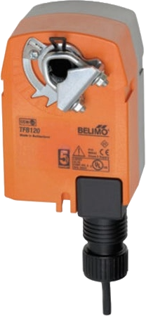 HAC Inline Damper with Belimo TFB120 — On/Off Spring Return, 100–240 Vac, 6"–20"