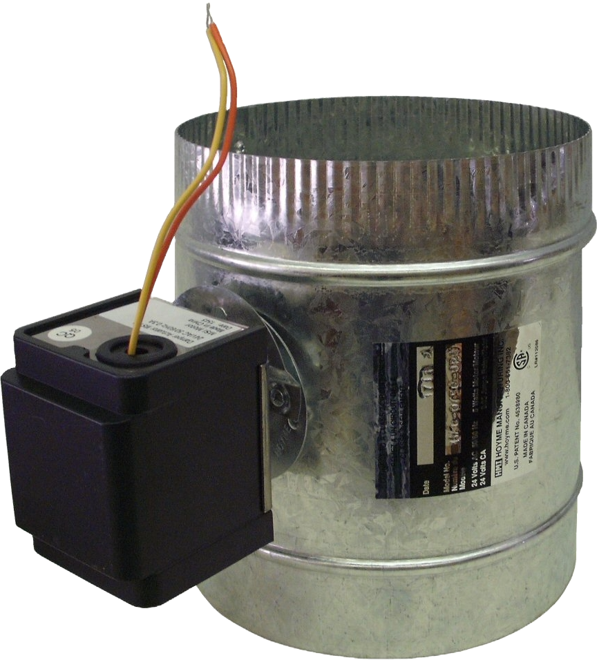 HAC-50 / HAC-51 Inline Air Control Damper — CSA Certified, 24 Vac, 6"–14", Quarter-Turn ¼" Drive