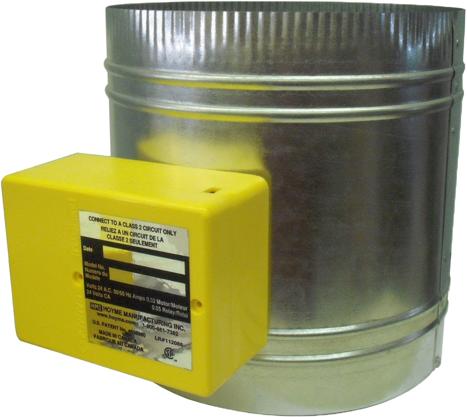 HAC-12 Inline Fresh Air Damper — CSA Certified, 120 Vac, Built-In Transformer, 4"–9"