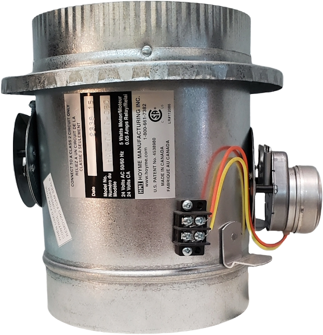 HAC Universal Inline Air Control Damper — CSA Certified, 24 Vac, 2"–9", Spring Return