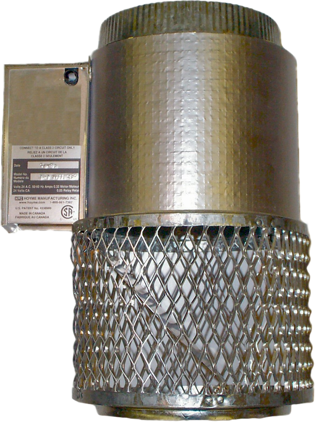 MAC Motorized Fresh Air Damper — CSA Certified, Terminating End, 24 Vac, 4"–9"